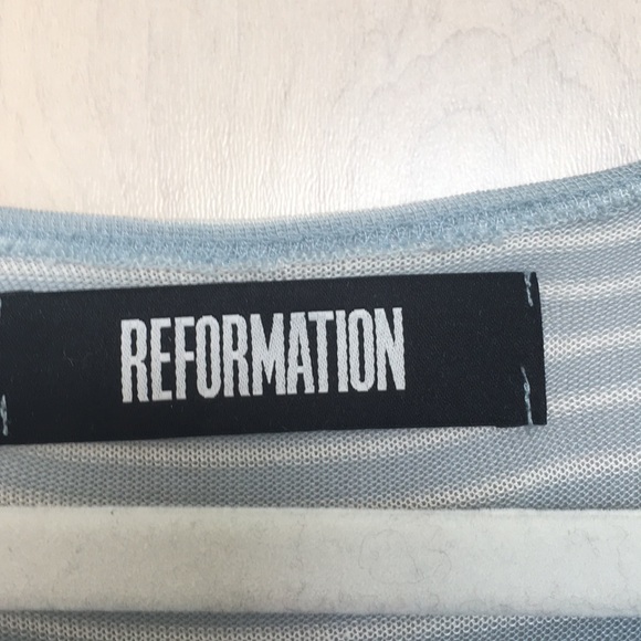 Reformation Apple Top in Blue and White Stripe - Picture 4 of 4